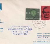 BRD - Lufthansa Erstflug Düsseldorf/Genf 1.4.61 - selten !