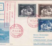 Vatikan - Lufthansa Erstflug Mailand/Düsseldorf Zuleitungspost 1.4.61 RR!