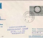 Belgien - Lufthansa Erstflug Düsseldorf/Genf Zuleitungspost 1.4.61 sehr selten !