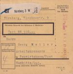 DR - Nürnberg 3W 1943 55 Pfg. Registrierkassen-Stpl. Wertpaketkarte