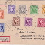 AM-Post - Amerik. Druck (Satz/9 Werte) Einschreibebrief Nürnberg 12 - 17.1.46