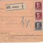 Bayern - 2x50+25 Pfg. Ludwig Paketkarte Treffelstein - Nürnberg 26. JAN 20