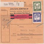 BRD - 2+1 DM Bed. Deutsche Schnellpaketkarte Blaibach - Nabburg 1963