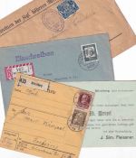 Bayern/BRD - Münchberg 4 Belege ex 1912/64 darunter Paketkarte, Einschreiben etc
