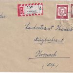 BRD - Langenau ü. Kronach apt. Poststelle I Einschreibebrief n. Kronach 1963