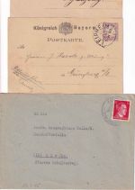 Bayern/DR - Leipheim 2 Ganzsachenkarten 1877/88 + Brief 13.3.45