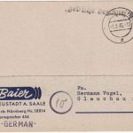 All.Bes. - Bad Neustadt (Saale) 1.3.46 gebühr bezahlt 12 Pfg Karte Porto-ERSTTAG