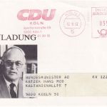 BRD - Köln 1982 35 Pfg. AFS "CDU" Ortskarte/Einladung (Rainer Barzel)
