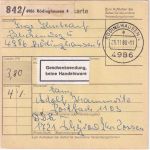 BRD - 12x30+2x10 Pfg. I&T Paketkarte i.d. DDR Rödinghausen 4 25.11.80
