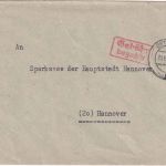 All.Bes. - Detmold 1 29.8.45 Gebühr bezahlt roter Ra2 Brief n. Hannover