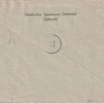 All.Bes. - Detmold 1 29.8.45 Gebühr bezahlt roter Ra2 Brief n. Hannover
