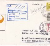 Rumänien/BRD - "Beschädigt eingegangen" Aufkleber LH-Erstflugbrief 1973