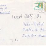 BRD - 700+100 Pfg. SWK Wertbrief (Versuchslabel !) Meerbusch - Hamburg 1993