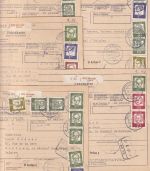 BRD - Bed. Deutsche 5 Paketkarten n. BELGIEN versch. Portostufen 1965