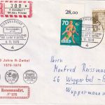 BRD - Düsseldorf 1970 Sonder-R-Zettel "100 J. R-Zettel" Einschreibebrief + SST