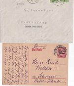 Bayern - Enzisweiler 1919/20 Ganzsachenkarte + Brief