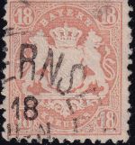 Bayern - 18 Kr. Wappen gez. Wz. Y a-Farbe Teilabschlag (Tege)rnsee 18 JUN