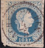 Österreich - 10 Kr. Franz-Joseph (1867) Briefstück K1 Achenkirchen 4/5
