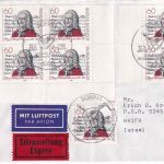 BRD - 7x60 Pfg. 300.Geb. Telemann Lupo-Eilbrief/FDC n ISRAEL ESST Bonn 12.2.1981