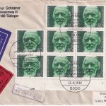 BRD - 8x50 Pfg. Wilhelm Raabe Lupo-Eilbrief/FDC n ISRAEL ESST Bonn 13.8.1981