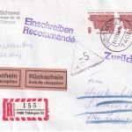 BRD - 2400 Pfg B&S Einschreibebrief/Rückschein Tübingen - Ludwigsburg 24.12.1992