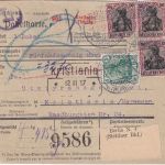 DR - 3x50+5 Pfg. Germania Wertpaketkarte n. NORWEGEN Kraftsdorf 1917