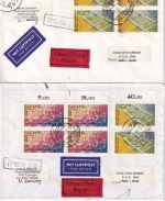 BRD - Sporthilfe Eckrand-4er-Blöcke u.a. 2xLupo-Eilbrief n. ISRAEL Tübingen 1981