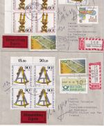 BRD - Jugend/Optik Satz 4er-Blöcke 4 Briefe/FDC n. FRANKREICH Tübingen 10.4.81