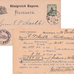 Bayern - 5 Pfg. Rauten Ganzsachenkarte m. Zudruck Memmingen - Heilbronn 1893