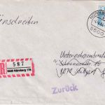 BRD - 280 Pfg. B&S Einschreibebrief Nürnberg - Stuttgart 1984 Amtlich geöffnet