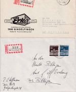 BRD - Sindelfingen 5 Heimatbelege/Einschreibebriefe ex 1967/1981