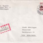 BRD - Sindelfingen 5 Heimatbelege/Einschreibebriefe ex 1967/1981