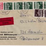 BRD - 5x20+2x10+30 Pfg. Brandenburger Tor Eilbrief Solingen - Hameln 1968