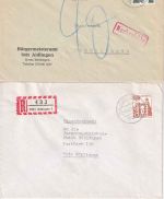 BRD - Aidlingen 3 Heimatbelege/2 Einschreibebriefe + Nachportobrief 1974/1982
