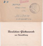 FZ/Baden - Walldürn 27.2.46 Gebühr bezahlt roter Ra2 Ortsbrief m. Inhalt