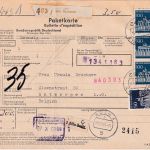 BRD - 3x100+50 Pfg. Brandenburger Tor Paketkarte n. BELGIEN Neckarelz 1969