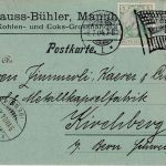 DR - Mannheim 1 Flaggenstempel (Krone) Firmenkarte i.d. SCHWEIZ 1904
