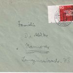 BRD - 20 Pfg. Waldbrände Brief PSt. I Benefeld ü. Walsrode n. Hannover 1958