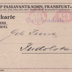 DR - Frankfurt a/M. 8.8.22 50 Pfg. PFS Drucksachenkarte n. Rudolstadt - Text !!
