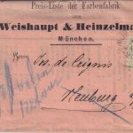 Bayern - 1 Kr Wappen gez. Drucksache/Faltbrief München ca. 1872/73 Retourvermerk