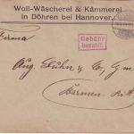 DR-Infla - Hannover-Döhren 19.9.23 Gebühr bezahlt roter Ra2 Firmenbrief n Barmen