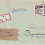 BRD - 1 DM + 10 Pfg. Bauwerke Einschreibebrief Ückesdorf - Böblingen 1969