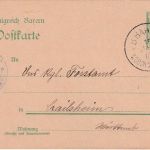 Bayern - K.B. Bahnpost WDBCH-III-WGRTH 15. JUL 07 5 Pfg. Ganzsachenkarte