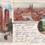 Schlesien - Breslau farb. Mehrbildlitho (Dom, Promenade, Panorama) gelaufen 1899