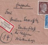 DR - Corosch ü. Bialystok Poststelle I Einschreibebrief n. Welzheim 1944