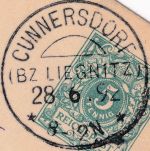 DR - Cunnersdorf (Bz. Liegnitz) 28.6.92 KOS 5 Pfg. Ganzsachenkarte n. Halle