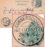 DR - Cunnersdorf (Bz. Liegnitz) 28.6.92 KOS 5 Pfg. Ganzsachenkarte n. Halle