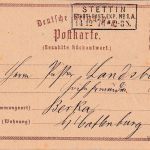 DR - 1/2 Gr. Brustschild Ganzsachenkarte/Antwort Ra3 Stettin Stadtpost Exp. 1874