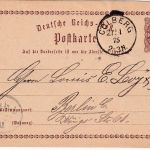 DR - 1/2 Gr. Brustschild Ganzsachenkarte K1 Colberg 21.1.75 (!) n. Berlin
