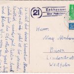 Bizone - (21) Enkhausen ü. Paderborn Landpost-Ra2 Karte n. Düren 1951